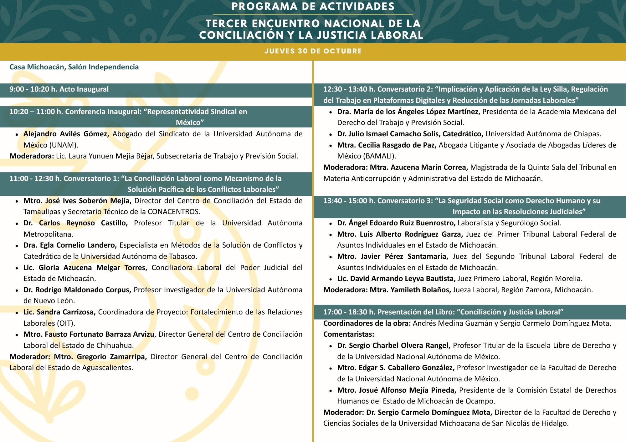 Programa Jueves 30 de Octubre